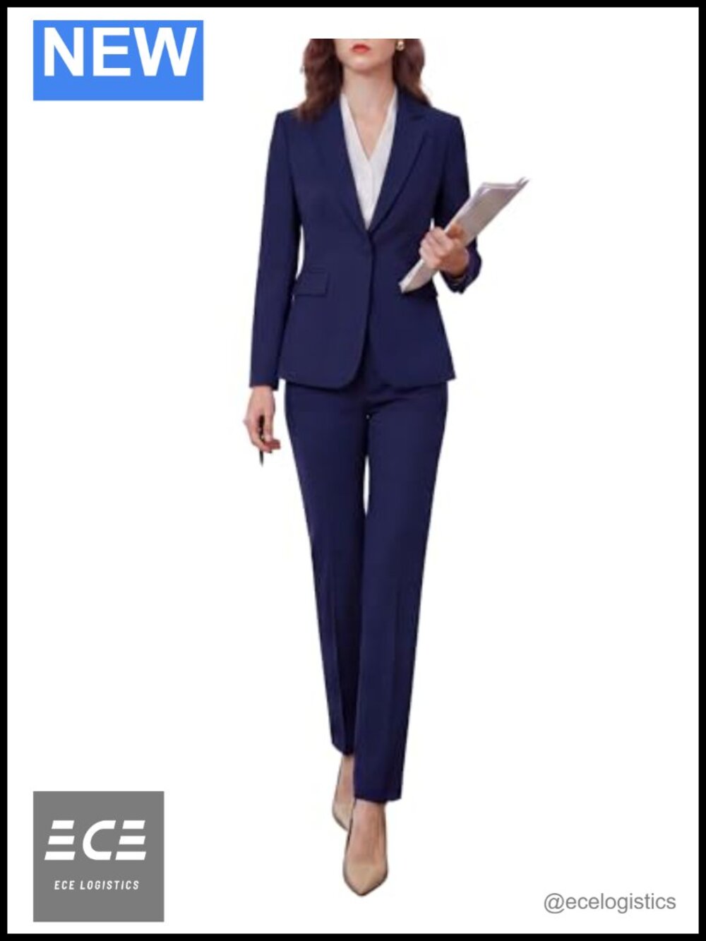 Women's Two Piece Pants Suit Wrinkle-Free Blazer Set Business Work Outfit